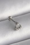 316L Çelik Gümüş Renk Üçgen Zirkon Taşlı Tragus Piercing 5886
