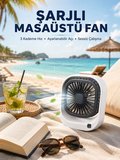Şarjlı Masaüstü Fan 3 Kademeli Hız Ayarlı Güçlü Hava Akışı