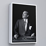 Altın Çerçeveli Atatürk Portre Tablosu Mustafa Kemal Atatürk Dikdörtgen Dekoratif Kanvas Tablo