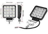 Hsgl Beyaz Işık Sis GÜÇLÜ Far Lambası 16 Led Kare 10 30v 48 Watt off road