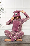 Fermuar Detaylı Kışlık Welsoft Polar Kadın Tulum Pijama Takımı