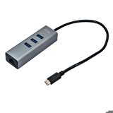i-Tec Type-C Metal Hub 3 Port + Gigabit Ethernet Adaptör