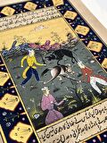 Gecenin Derinliklerinde Avcıların Dansı Temalı El Yapımı Minyatür Resim 20x18 cm