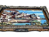 Riviera'da Bir Gün Adlı İran Tebriz Halı Tablo 123x73cm - Duvar Halı Kilim Tablo