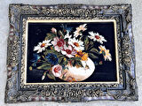 Flora'nın Fısıltıları Adlı İran Tebriz Halı Tablo 97x76cm - Duvar Halı Kilim Tablo