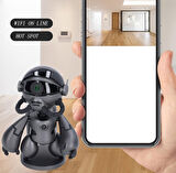 Uzay Robotu Görünümlü Şarjlı Kablosuz Ip Güvenlik Kamerası