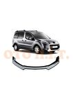 Peugeot Partner 2010-2015 Uyumlu Esnek Ayarlanabilir 3 Parça Kanatlı Piano Black Ön Lip