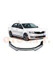 Skoda Rapid Uyumlu Esnek Ayarlanabilir 3 Parça Kanatlı Piano Black Ön Lip