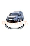 Volkswagen Caddy 2016-2020 Uyumlu Esnek Ayarlanabilir 3 Parça Kanatlı Piano Black Ön Lip