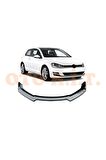 Volkswagen Golf 7 Uyumlu Esnek Ayarlanabilir 3 Parça Kanatlı Piano Black Ön Lip