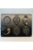 Switch Panel Çakmak, Çift Usb, Çift Çakmaklık, Voltmetre