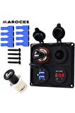 4lü Marin Usb,çakmaklık,voltmetre, Çakmak 12v Marin Tip
