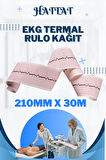 60 Adet Rulo EKG ECG 210mmx30metre Tam Metrajlı Yüksek Kaliteli Hassas Karelajlı Rulo Termal Kağıt