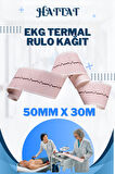 5 Adet Rulo EKG ECG 50mmx30metre Tam Metrajlı Yüksek Kaliteli Hassas Karelajlı Rulo Termal Kağıt