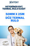 20 Rulo Veteriner EKG 50mmx25metre Tam Metrajlı Yüksek Kaliteli DÜZ Rulo Termal Kağıt