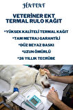 20 Rulo Veteriner EKG 50mmx25metre Tam Metrajlı Yüksek Kaliteli DÜZ Rulo Termal Kağıt
