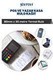 100 Adet Rulo 80mmx30m POS ve Yazar Kasa Termal Rulo Yüksek Kaliteli Dayanıklı Tam Metraj Net Baskı