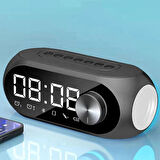 RGB LED Işıklı Bluetooth Hoparlör Dijital Alarm Saat FM Radyo MP3 Destekli Şarjlı