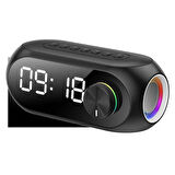 RGB LED Işıklı Bluetooth Hoparlör Dijital Alarm Saat FM Radyo MP3 Destekli Şarjlı