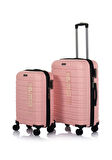 Hotowa Gold Polipropilen Valiz 8010 Pembe TSA Kilitli Üçlü Set