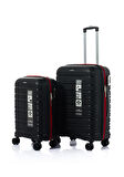 Hotowa Gold Polipropilen Valiz 8010 Siyah Kırmızı TSA Kilitli Üçlü Valiz Seti