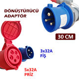 Hgsşarj 5X32A Priz(Kapaklı), 3X32A Fiş Dönüştürücü Adaptör. 3x6 Kablo Kalınlığı, Kablo Prysmian Marka