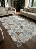 Dinar Gri Kahve Kaymaz Taban Yıkanabilir Kesme Yolluk Halı Modern Desen
