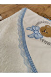 %100 Pamuklu & Başlıklı Bebek Banyo Havlusu - Yumuşak & Su Emici Ayıcık Nakışlı Havlu
