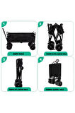 Katlanır El Arabası Wagon Araba Kamp Arabası 100 Kg Taşıma Kapasiteli Outdoor Plaj Kamp Arabası