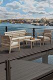 Holiday Hawaii Bahçe Balkon Oturma Grubu Koltuk Takımı 5 Kişilik Minderli Set Cappucino HW02
