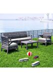 Holiday Hawaii Bahçe Balkon Oturma Grubu Koltuk Takımı 5 Kişilik Minderli Set Çöl Gri HW03