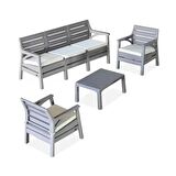 Holiday Hawaii Bahçe Balkon Oturma Grubu Koltuk Takımı 5 Kişilik Minderli Set Çöl Gri HW03