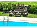 Holiday Hawaii Bahçe Balkon Oturma Grubu Koltuk Takımı 5 Kişilik Minderli Set Çöl Gri HW03
