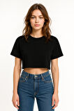 Siyah Kadın Oversize  Crop Top Modelleri | Headwear Kalitesi ve Şıklığı |İpek Apre