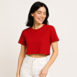 Kırmızı Kadın Oversize  Crop Top Modelleri | Headwear Kalitesi ve Şıklığı |İpek Apre