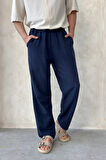 Erkek Beli Lastikli Baggy Kalıp Keten Pantolon