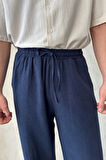 Erkek Beli Lastikli Baggy Kalıp Keten Pantolon