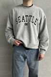 Erkek Seattle Baskılı Oversize Sweatshirt