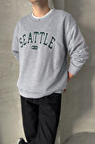 Erkek Seattle Baskılı Oversize Sweatshirt