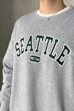 Erkek Seattle Baskılı Oversize Sweatshirt