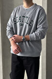 Erkek Seattle Baskılı Oversize Sweatshirt