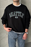 Erkek Seattle Baskılı Oversize Sweatshirt