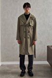 Erkek Kruvaze Yaka Oversize Trençkot