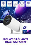 HY300 Lite 180 Derece Dönebilen Wifi & Bluetoohlu Taşınabilir Android Projeksiyon Cihazı Projektör