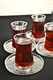 12 Parça Paşabahçe Heybeli Çay Bardağı ve Rexy Çay Tabağı- Çay Takımı Seti
