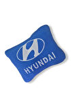 Hyundai Nakış Işlemeli Mavi Polar Ortopedik Araç Oto Koltuk Seyahat Boyun Yastık / 2'li Set