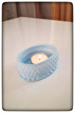 Dekoratif Beton Mumluk Mavi Tealight Şamdan Mum Dahil Değil