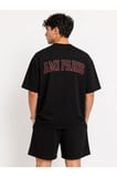 ERKEK KALP DESENLİ AMİ ÖN NAKIŞLI ARKA BASKILI OVERSİZE KALIN KUMAŞ PAMUKLU ŞORT T-SHIRT TAKIM