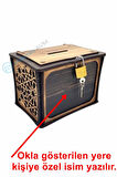 El Yapımı Dikdörtgen Ahşap Bahşiş Kutusu Sandık Tip Box Kumbara Tibbox