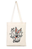 Crazy Bugs Bunny %100 Pamuk Bez Omuz Çantası